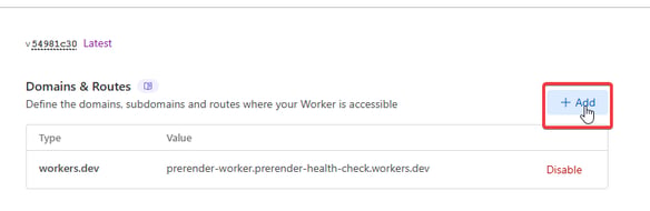 Click on "Add" button at Domains and Routes