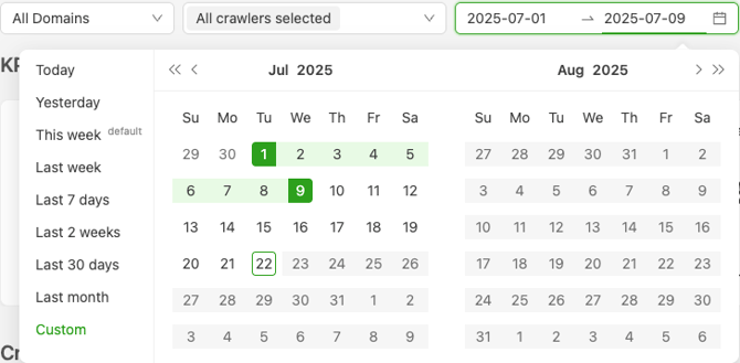 Date picker dashboard