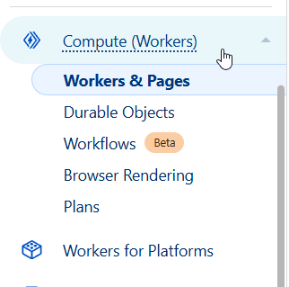 Open your Cloudflare Dashboard and click on Compute(Workers) and select  Workers & Pages on the left side