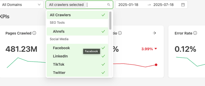 crawler filter dashboard
