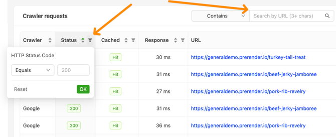 Filter options CDN Analytics page