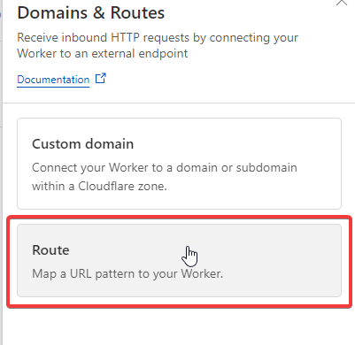select route at Add Domains and Routes